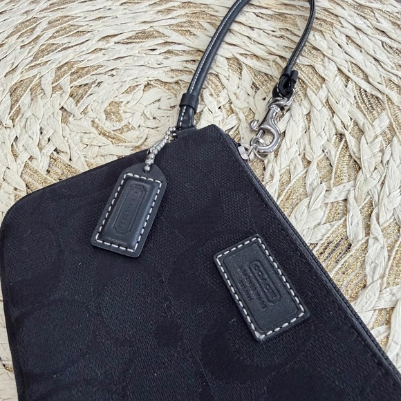 Coach Signature Jacquard Leather Wristlet Wallet Mini Clutch Bag Vintage Y2K - Picture 8 of 8